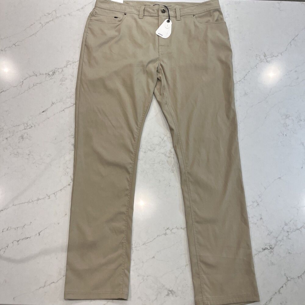 Prana NEW Mens 40 x 34 Stretch Zion 5 Pocket Slim Fit Tapered Leg Pant Sandbar
